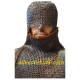 Chain Mail Shirt Large Flat Rivet with Flat Solid Ring Shirt, Integrated Coif & Ventail
